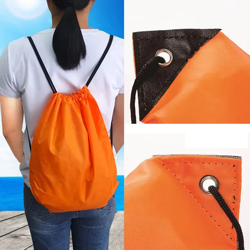 Mochila Esportiva Impermeável em Poliéster - Bolsa Casual com Cordão para Praia, Academia e Natação