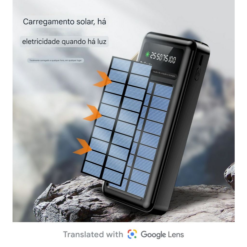 Carregador Portátil Power Bank Solar 10.000mah  Com cabos 5 Em1 LED lanterna