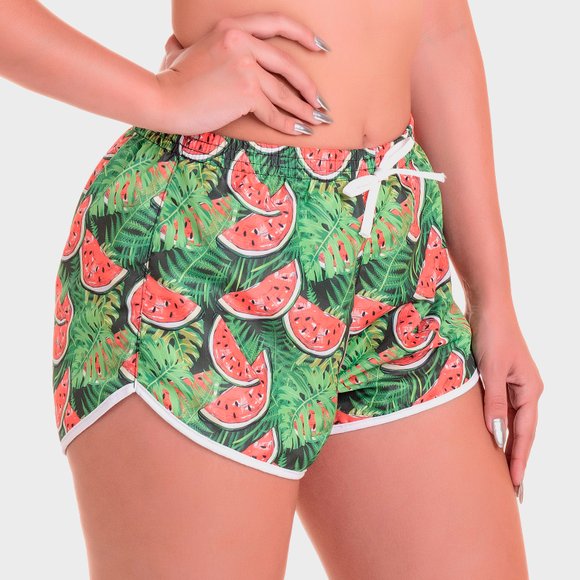 Short Feminino Slim Melancia Verde