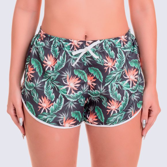 Short Feminino Slim Tropical Verde