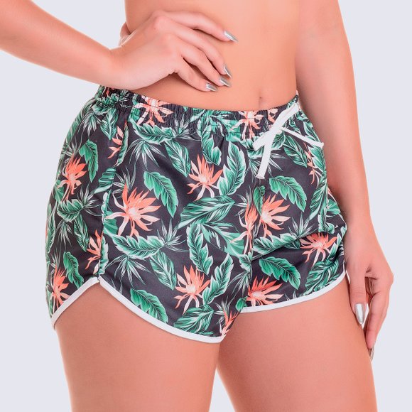 Short Feminino Slim Tropical Verde